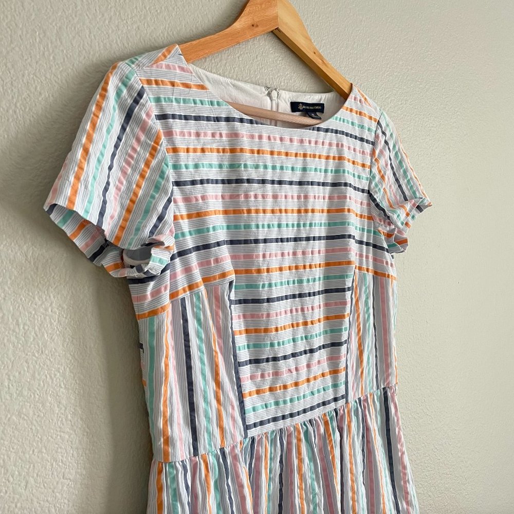 Brooks Brothers Multi-Striped Cotton Dress in White, Orange, Mint, Navy, Pink